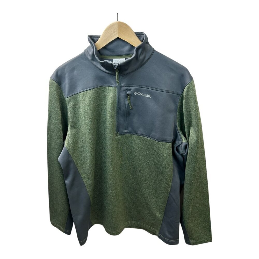 Men’s Columbia Heather Green & Gray 1/4 Zip Pullover |‎ Size L